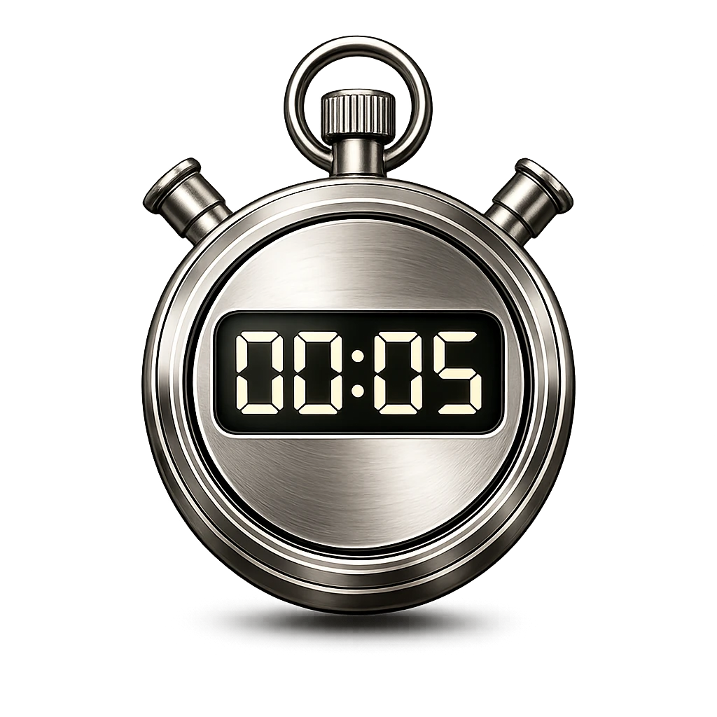 Chronomètre affichant cinq secondes : le temps qu'un visiteur accorde à votre page avant de rester ou de partir.